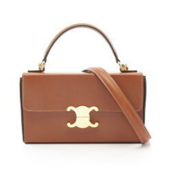 Celine Triomphe Handbag Leather Brown - Picture 1 of 8